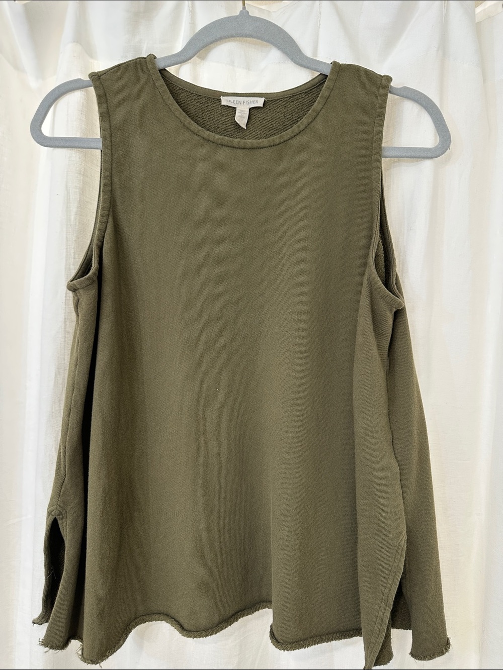 Eileen Fisher Olive Sleeveless Swing Tank